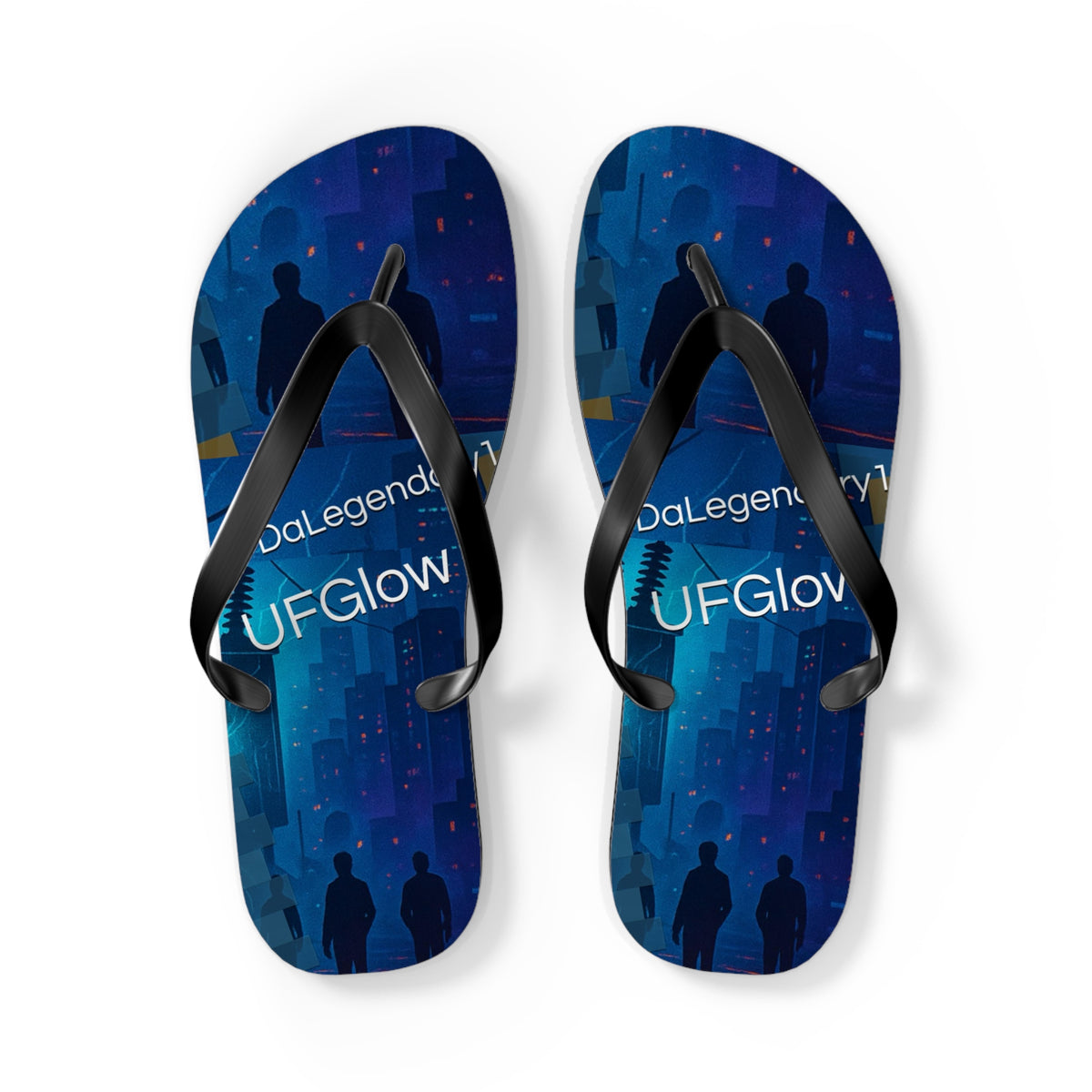 UFGlow Blue Night City Flip Flops