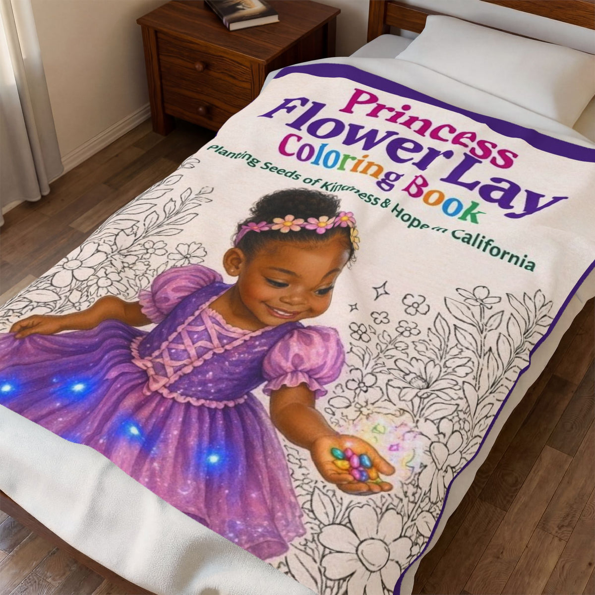 Princess FlowerLay Coloring Book Plush Blanket